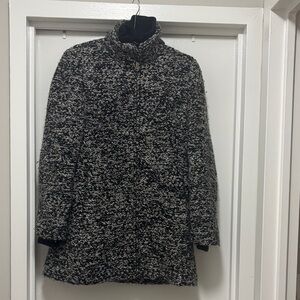 J . Cree Women's Black & White Bouclé Zip-Front Coat